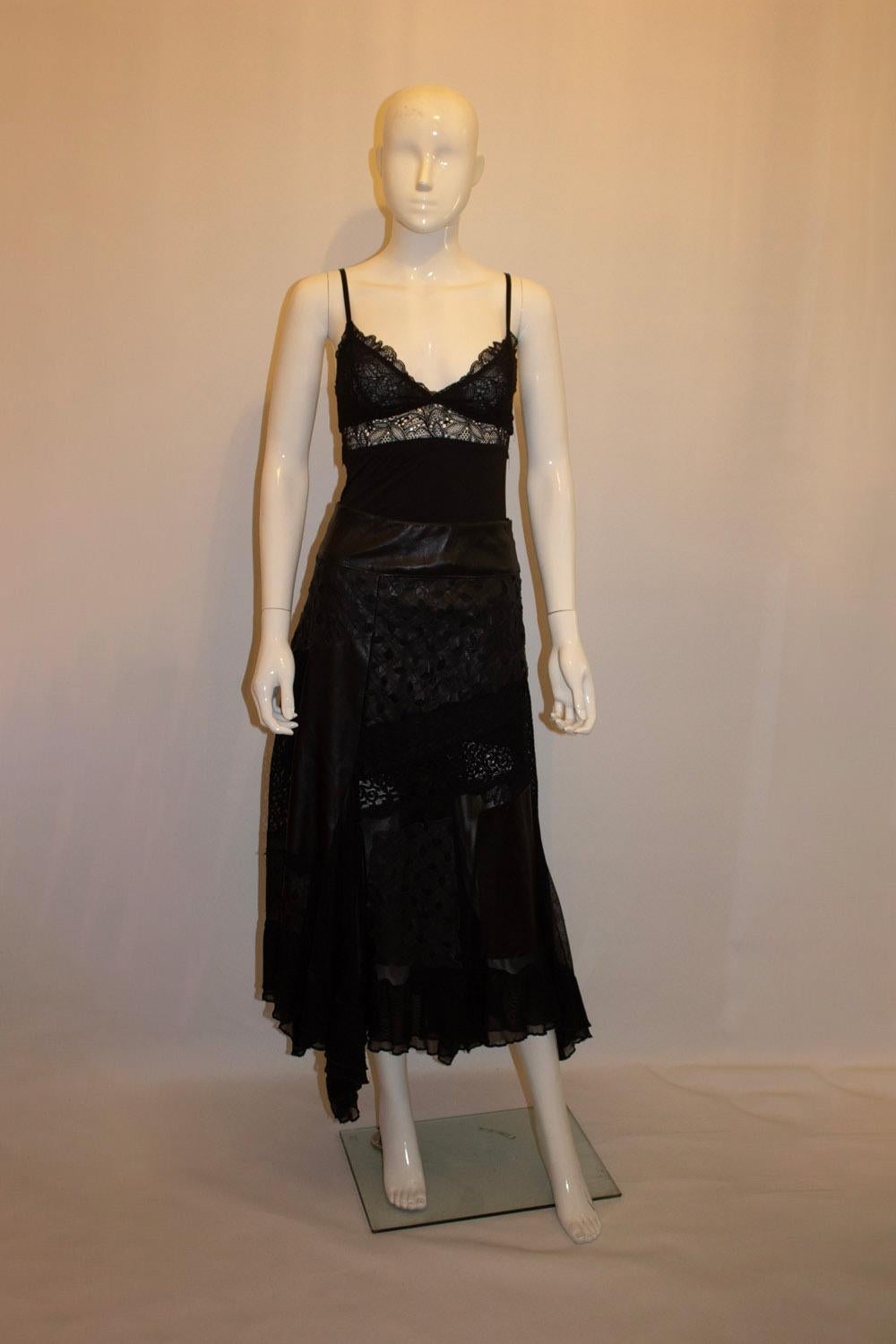 Azur London , Black leather and lace Skirt