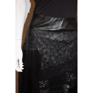 Azur London , Black leather and lace Skirt