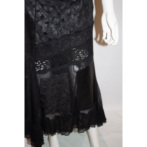 Azur London , Black leather and lace Skirt
