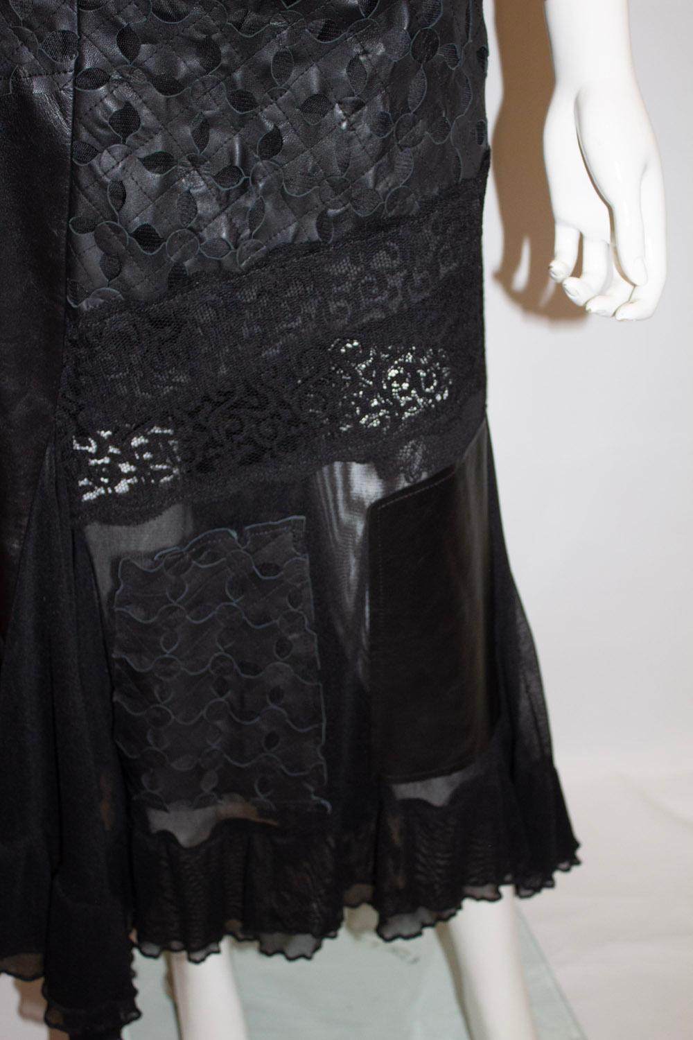 Azur London , Black leather and lace Skirt