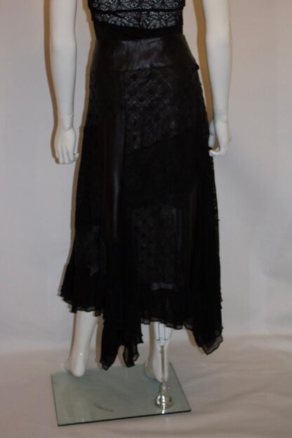 Azur London , Black leather and lace Skirt