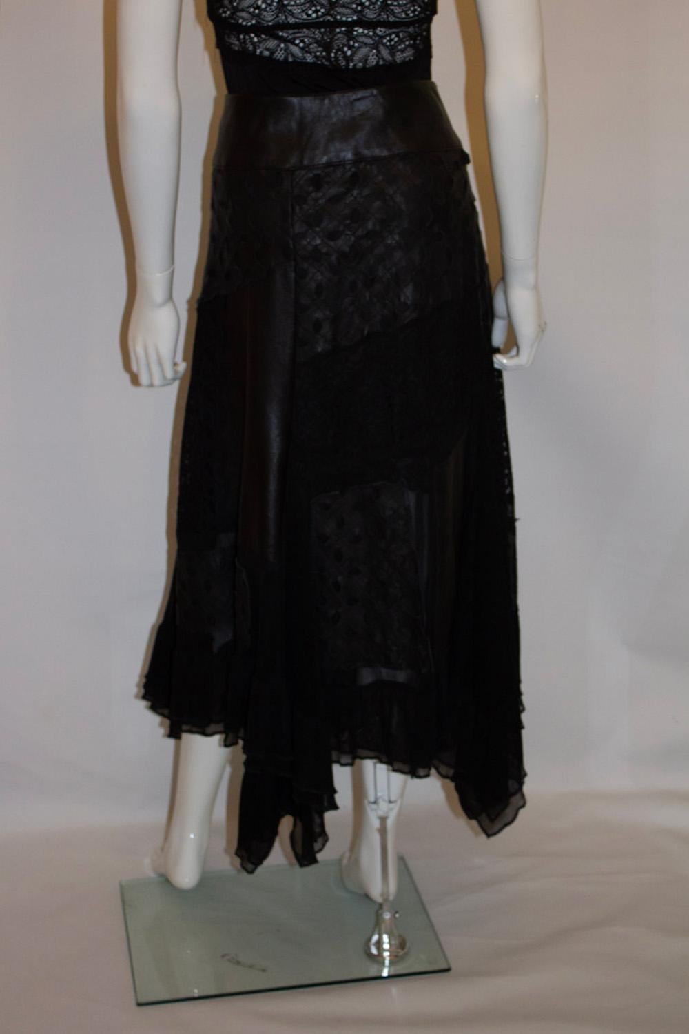 Azur London , Black leather and lace Skirt