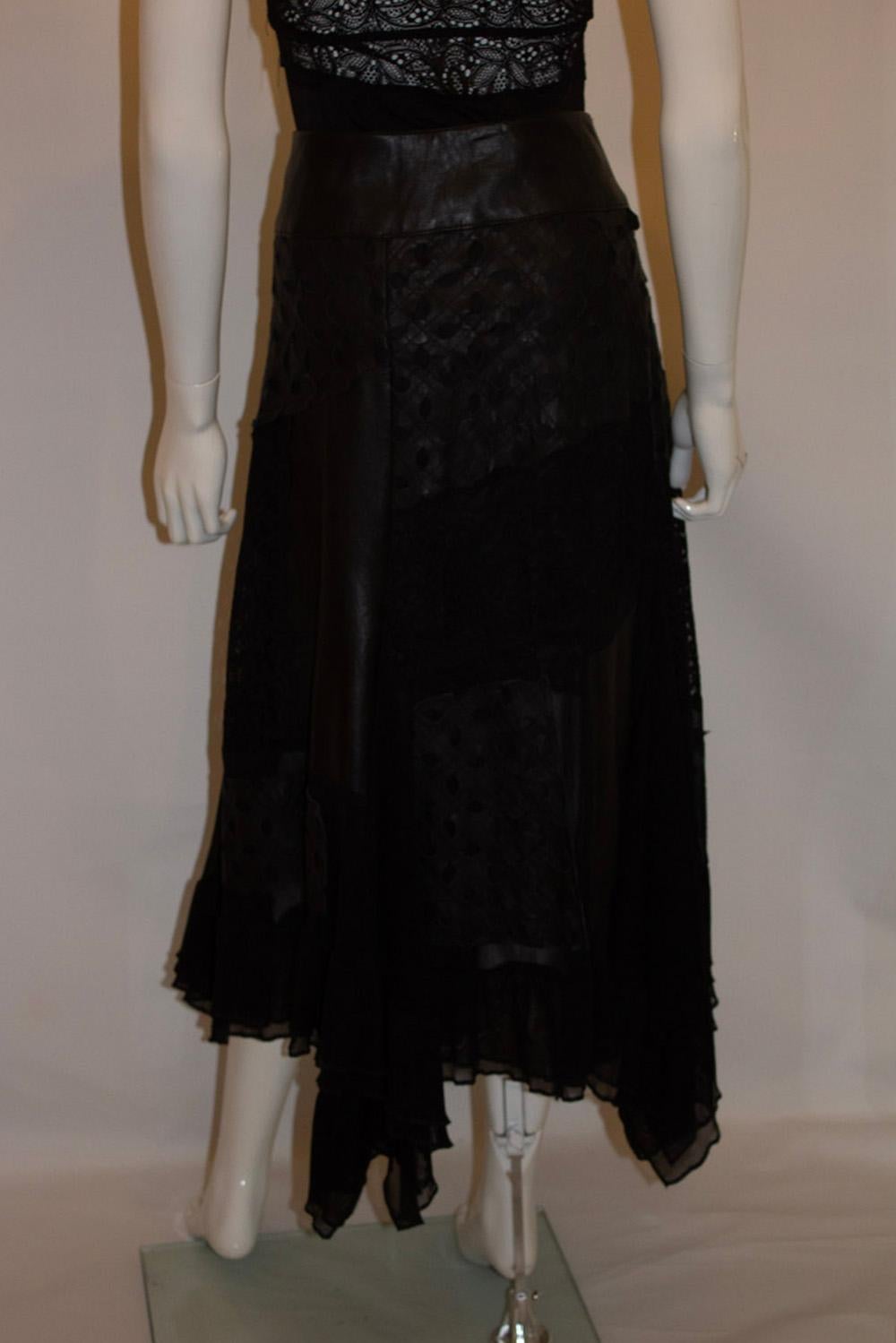 Azur London , Black leather and lace Skirt