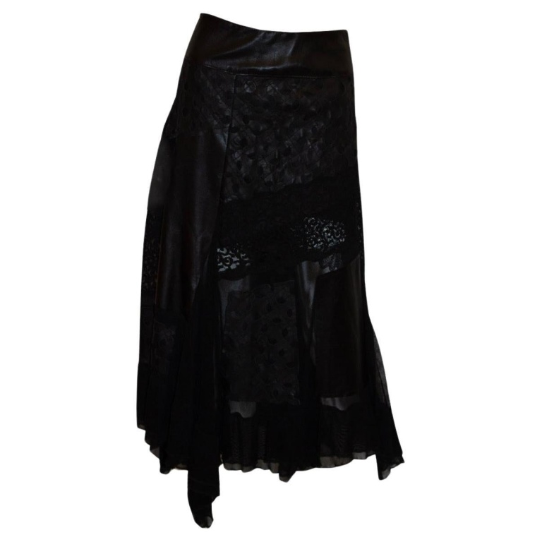 Azur London , Black leather and lace Skirt