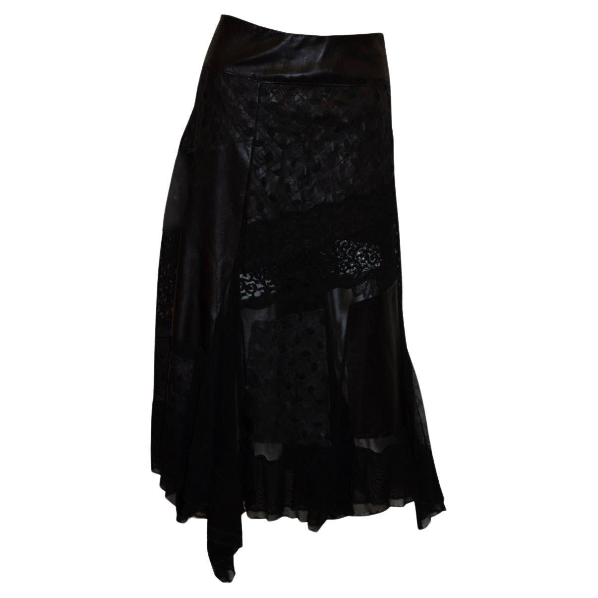 Azur London , Black leather and lace Skirt