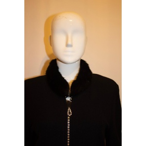 Black Cardigan /Jacket with Wonderful Zip and Fur Collar