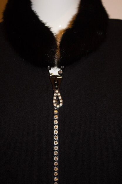 Black Cardigan /Jacket with Wonderful Zip and Fur Collar
