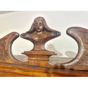 Antique Late Victorian Carved Oak Bureau Bookcase