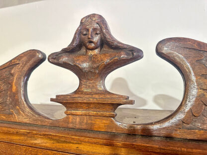 Antique Late Victorian Carved Oak Bureau Bookcase - Image 6