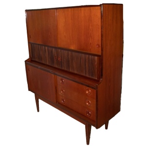 Vintage Danish Mid-Century Modern Teak Highboard Hutch by Johannes Andersen