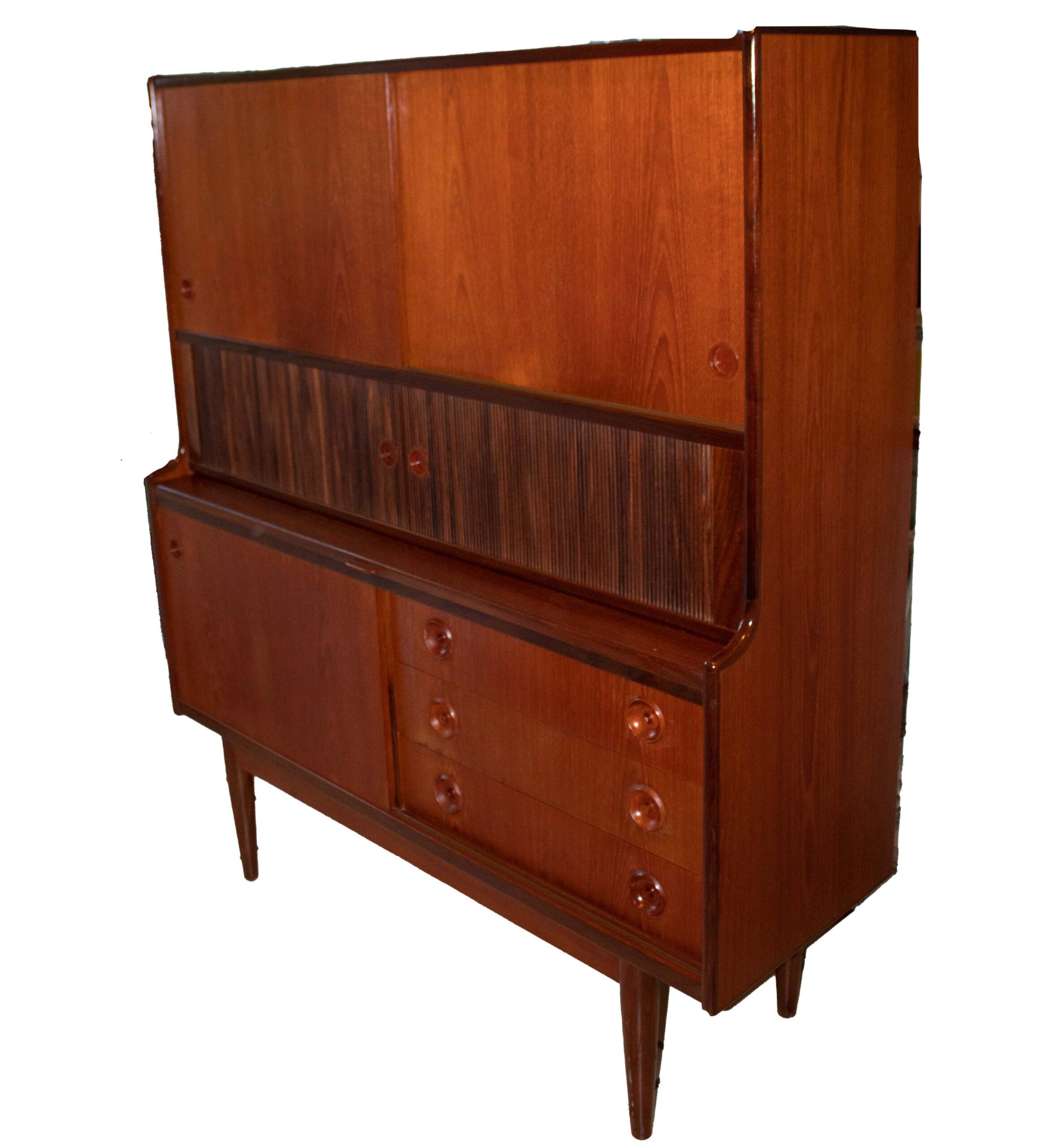 Vintage Danish Mid-Century Modern Teak Highboard Hutch by Johannes Andersen