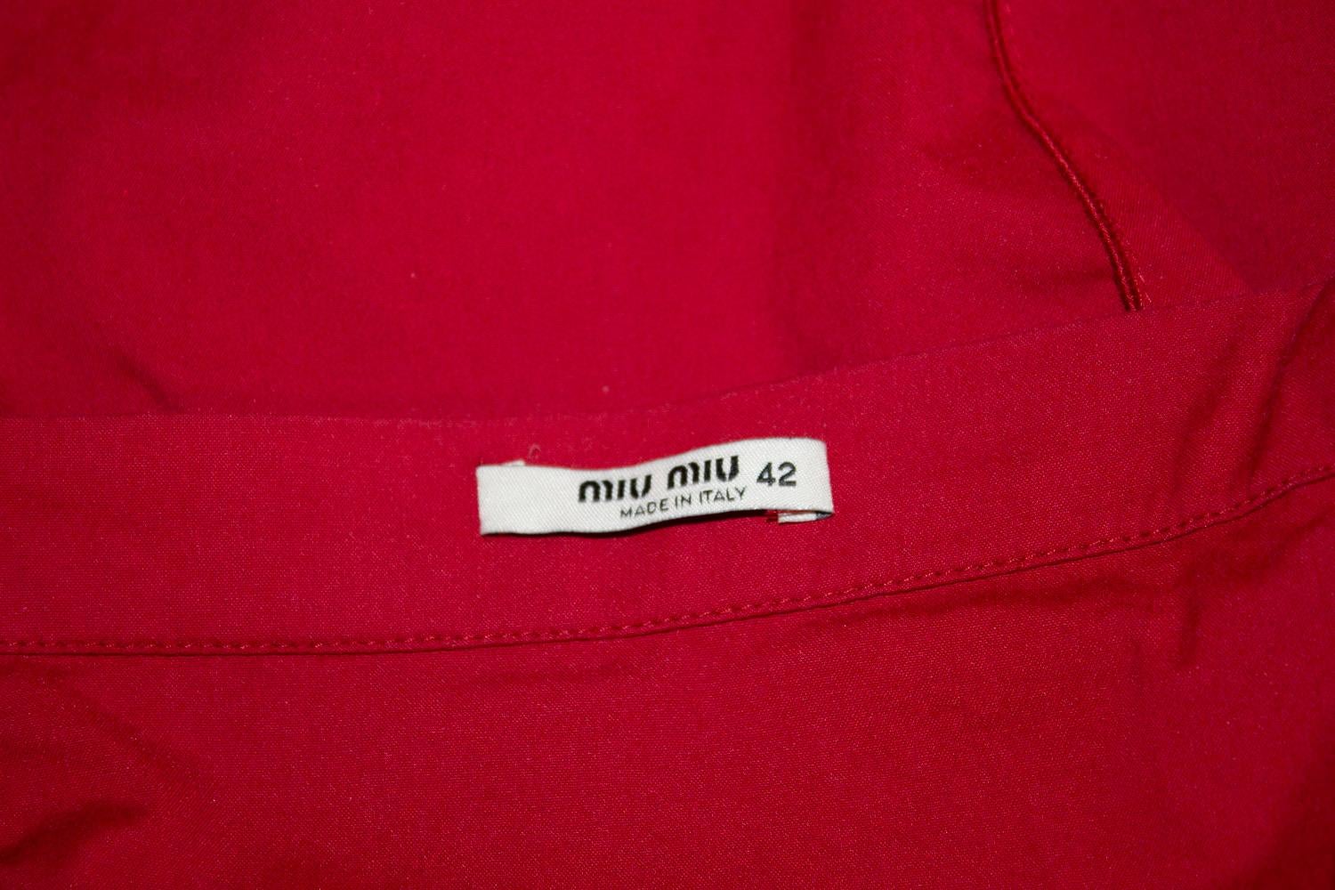 Miu Miu Red Cotton Skirt