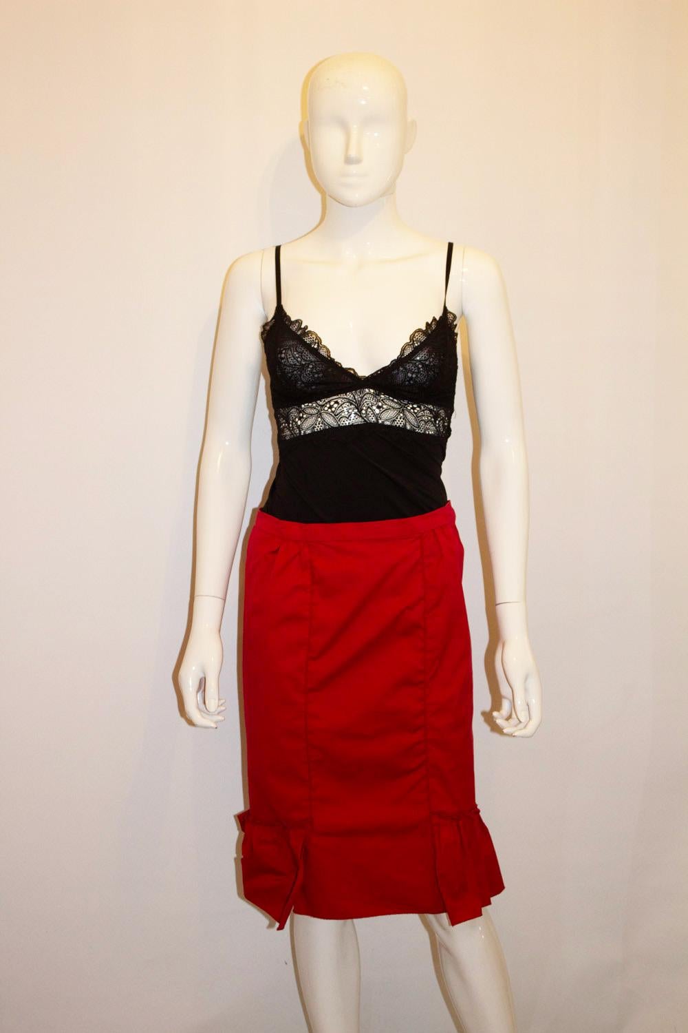 Miu Miu Red Cotton Skirt