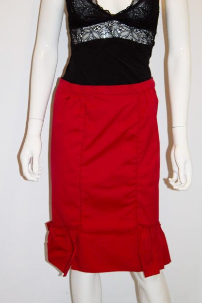 Miu Miu Red Cotton Skirt