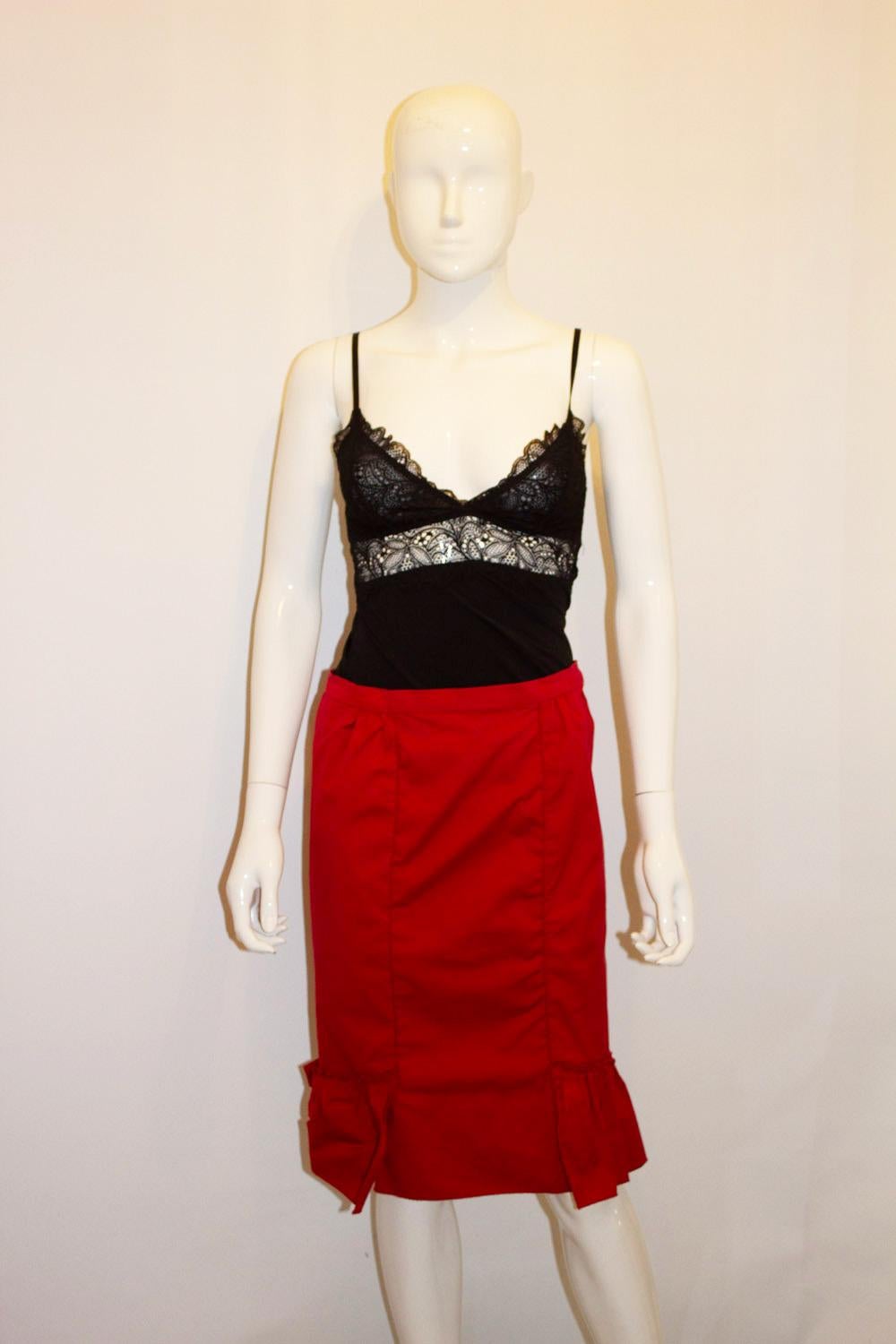 Miu Miu Red Cotton Skirt