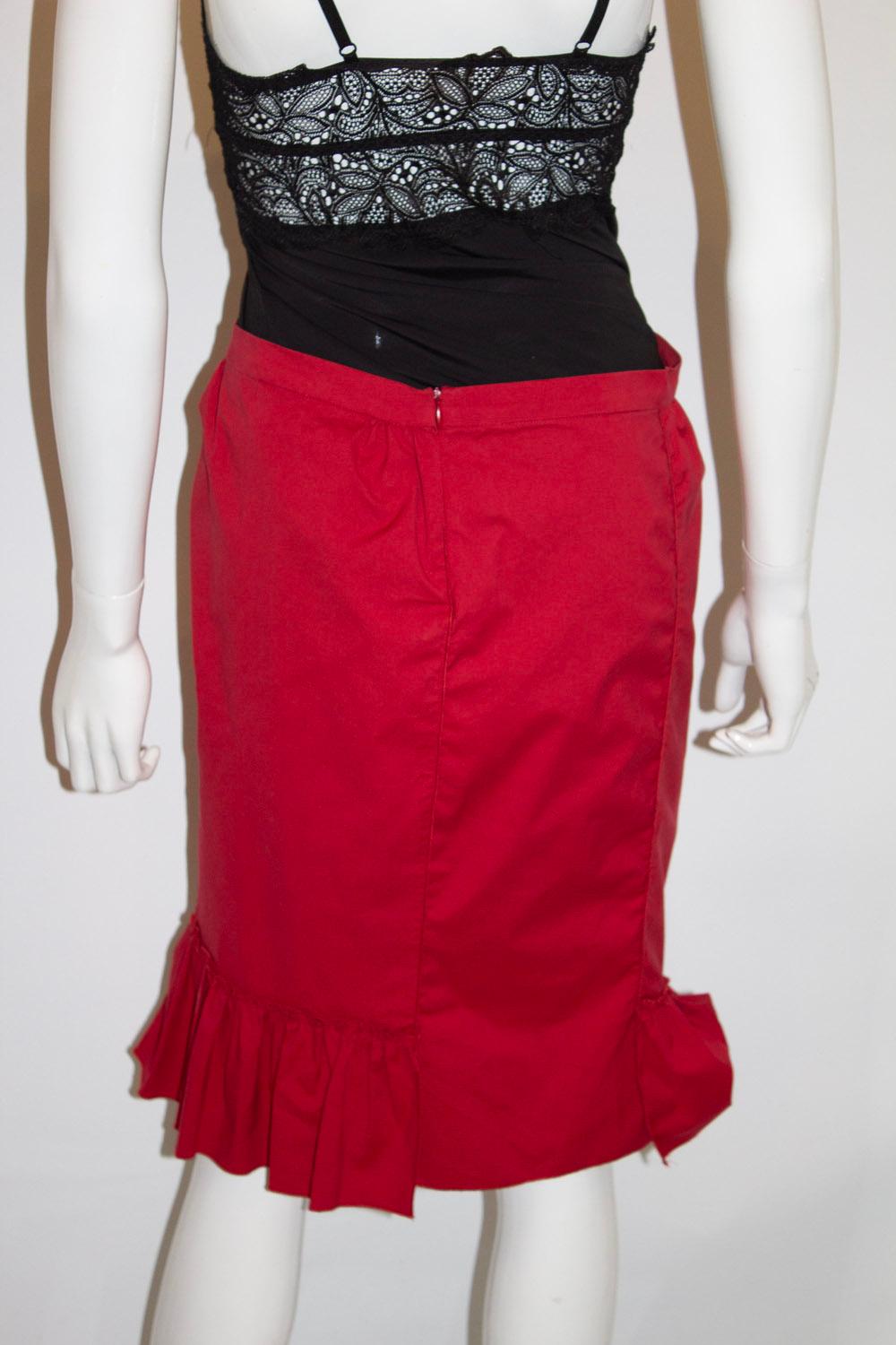 Miu Miu Red Cotton Skirt