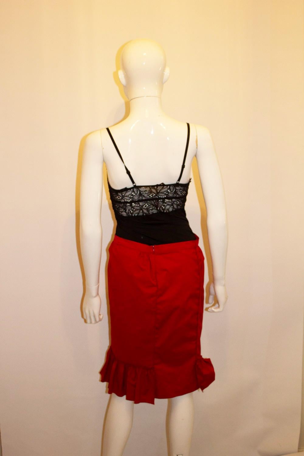 Miu Miu Red Cotton Skirt