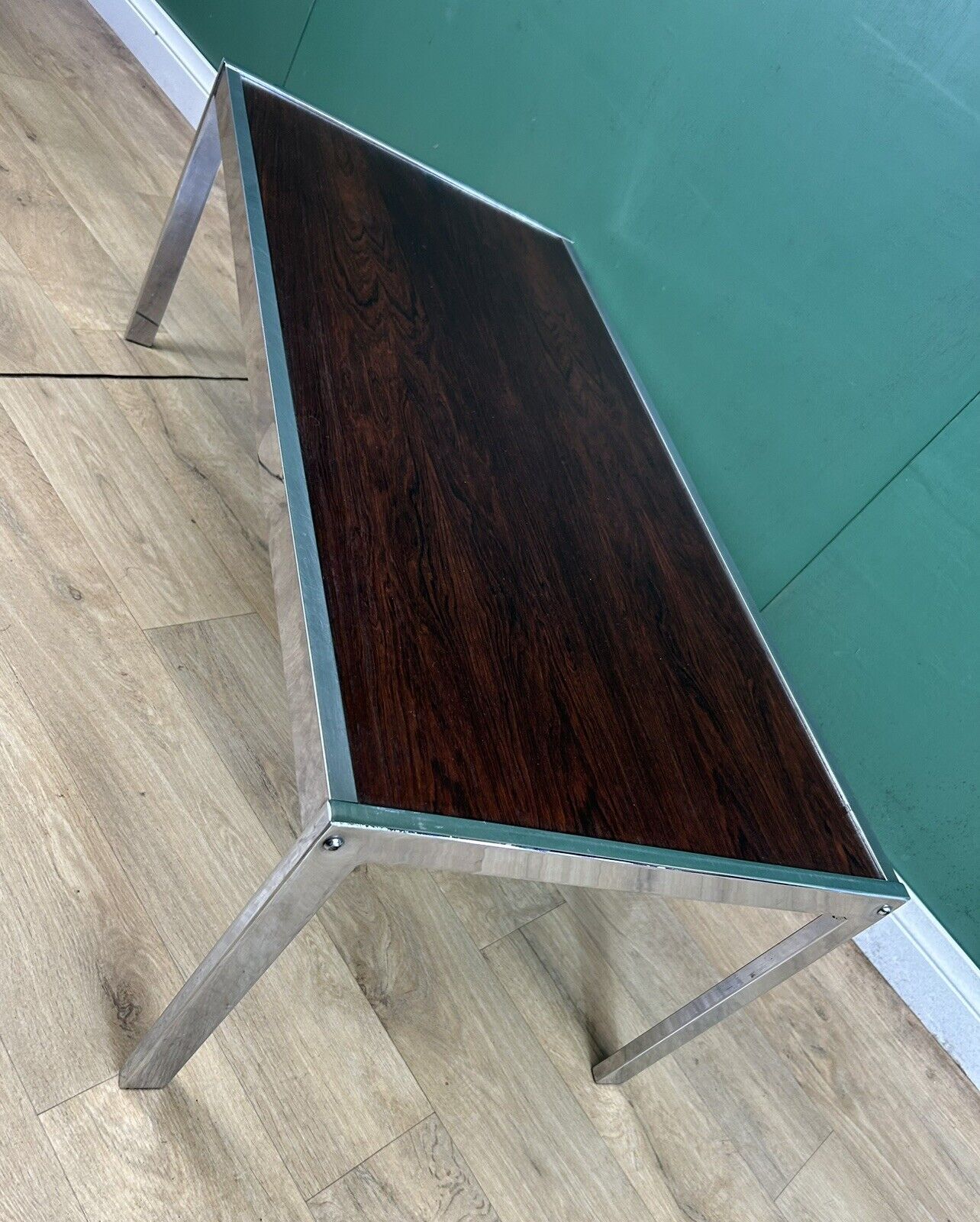 Retro Vintage Mid Century Chrome&Rosewood Coffee Table By Merrow Associates