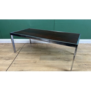 Retro Vintage Mid Century Chrome&Rosewood Coffee Table By Merrow Associates