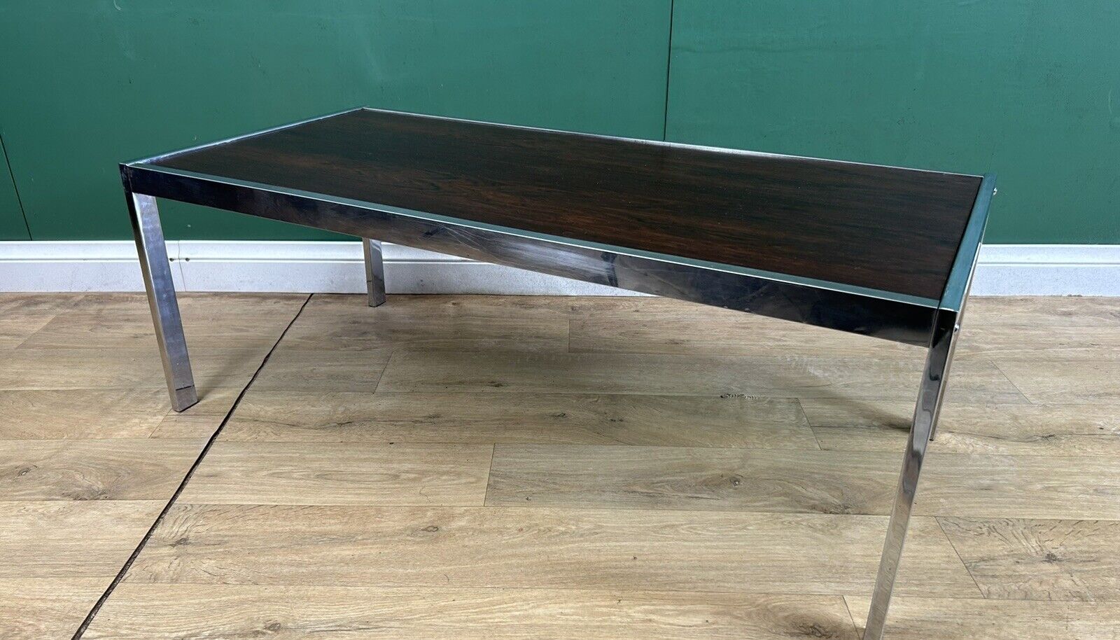 Retro Vintage Mid Century Chrome&Rosewood Coffee Table By Merrow Associates