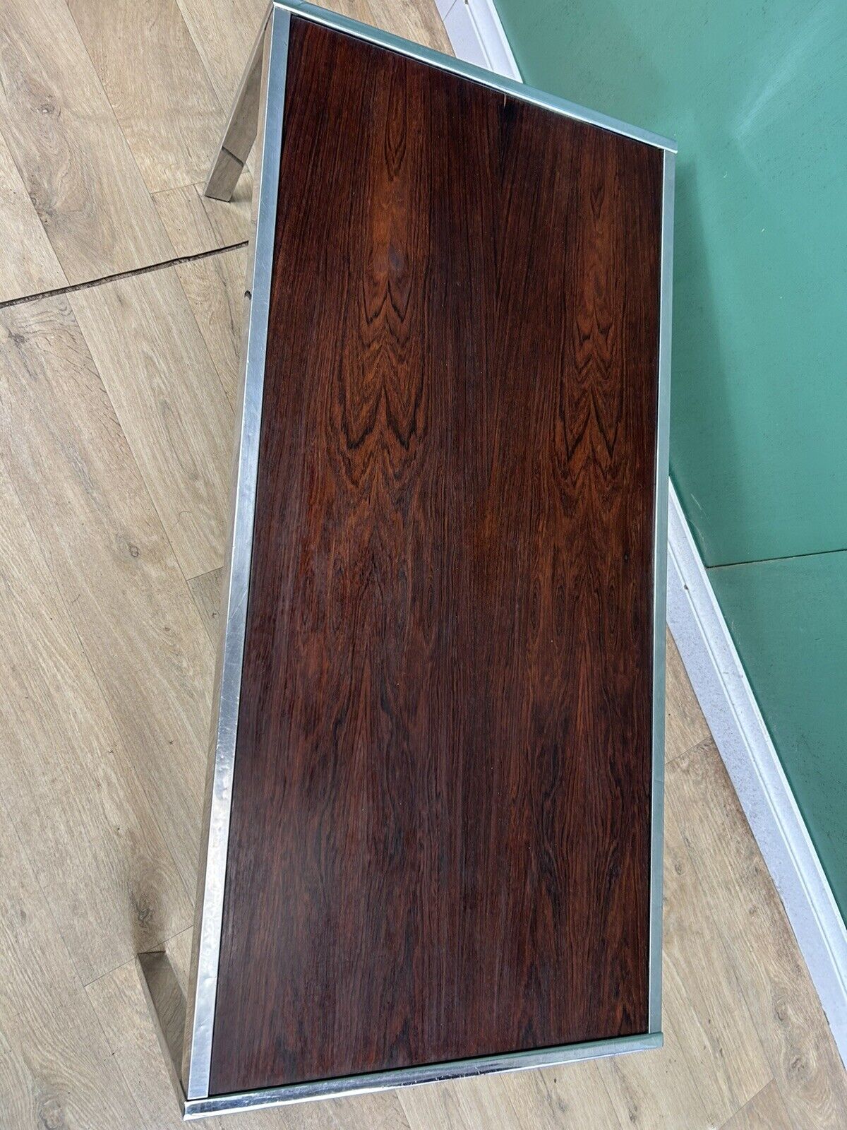 Retro Vintage Mid Century Chrome&Rosewood Coffee Table By Merrow Associates