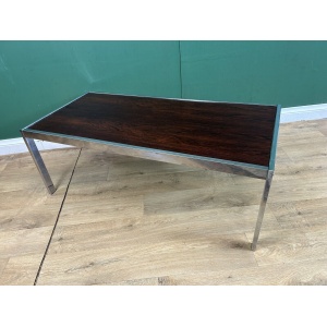 Retro Vintage Mid Century Chrome&Rosewood Coffee Table By Merrow Associates