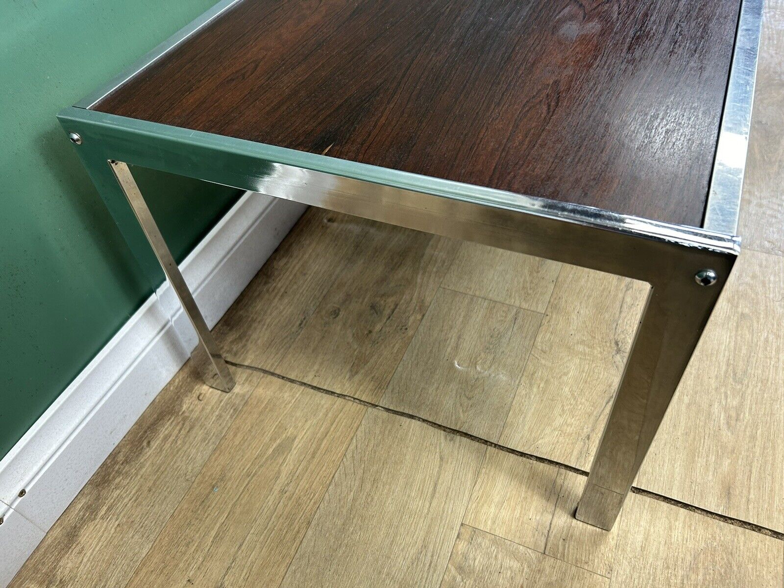Retro Vintage Mid Century Chrome&Rosewood Coffee Table By Merrow Associates