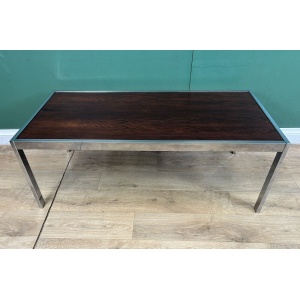 Retro Vintage Mid Century Chrome&Rosewood Coffee Table By Merrow Associates