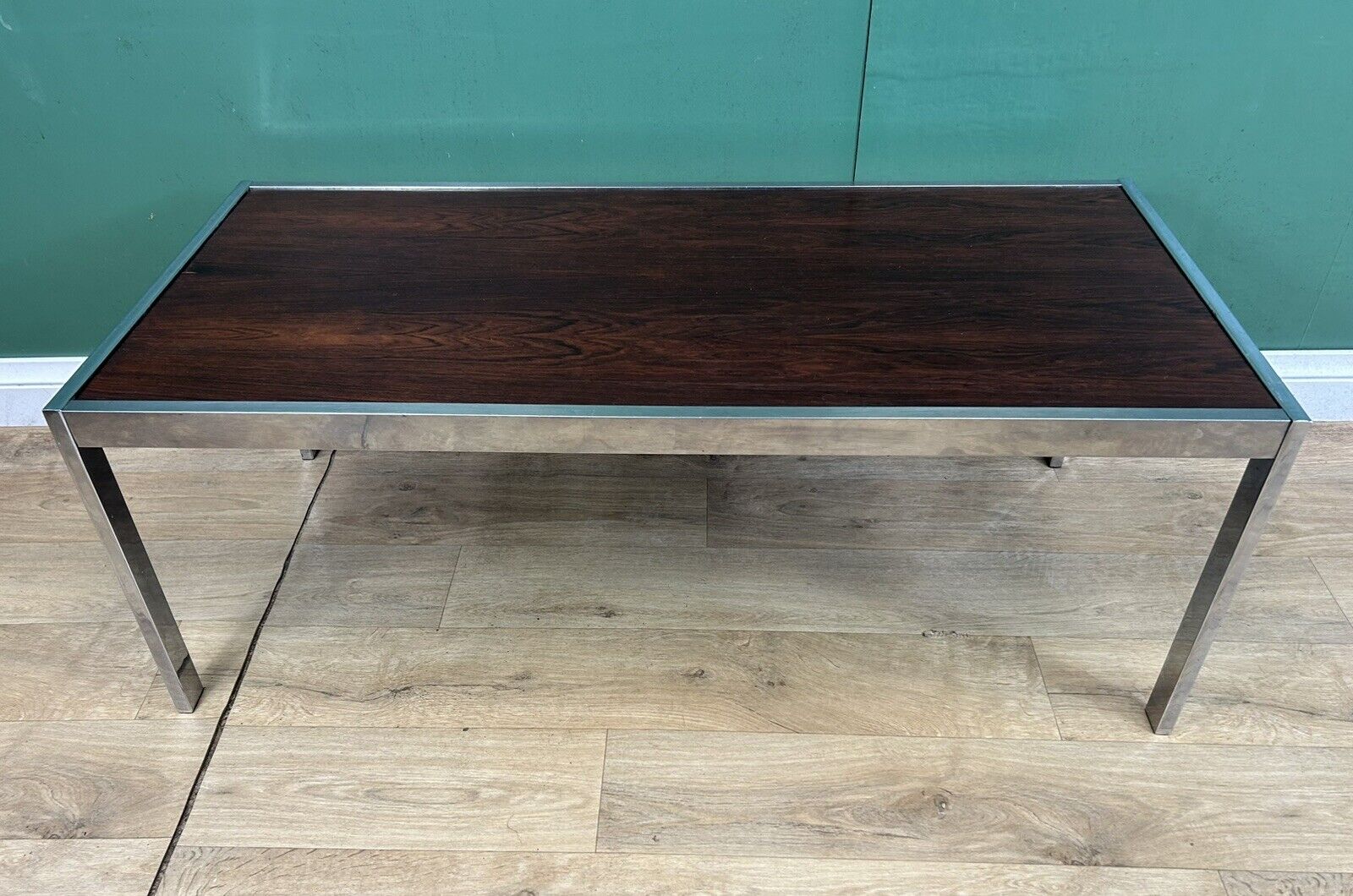 Retro Vintage Mid Century Chrome&Rosewood Coffee Table By Merrow Associates