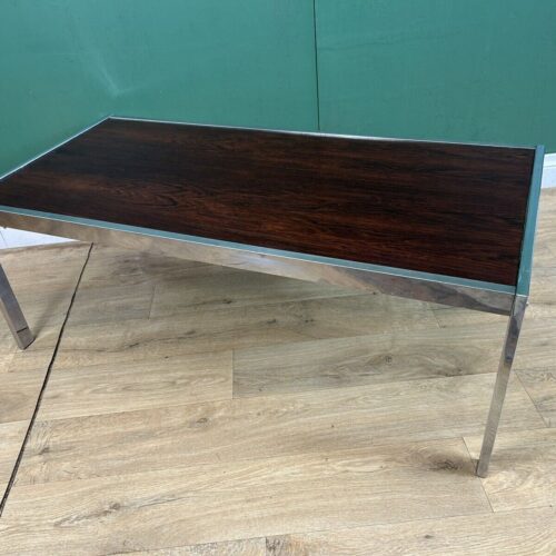Retro Vintage Mid Century Chrome&Rosewood Coffee Table By Merrow Associates