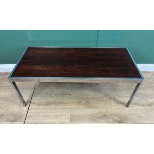 Retro Vintage Mid Century Chrome&Rosewood Coffee Table By Merrow Associates