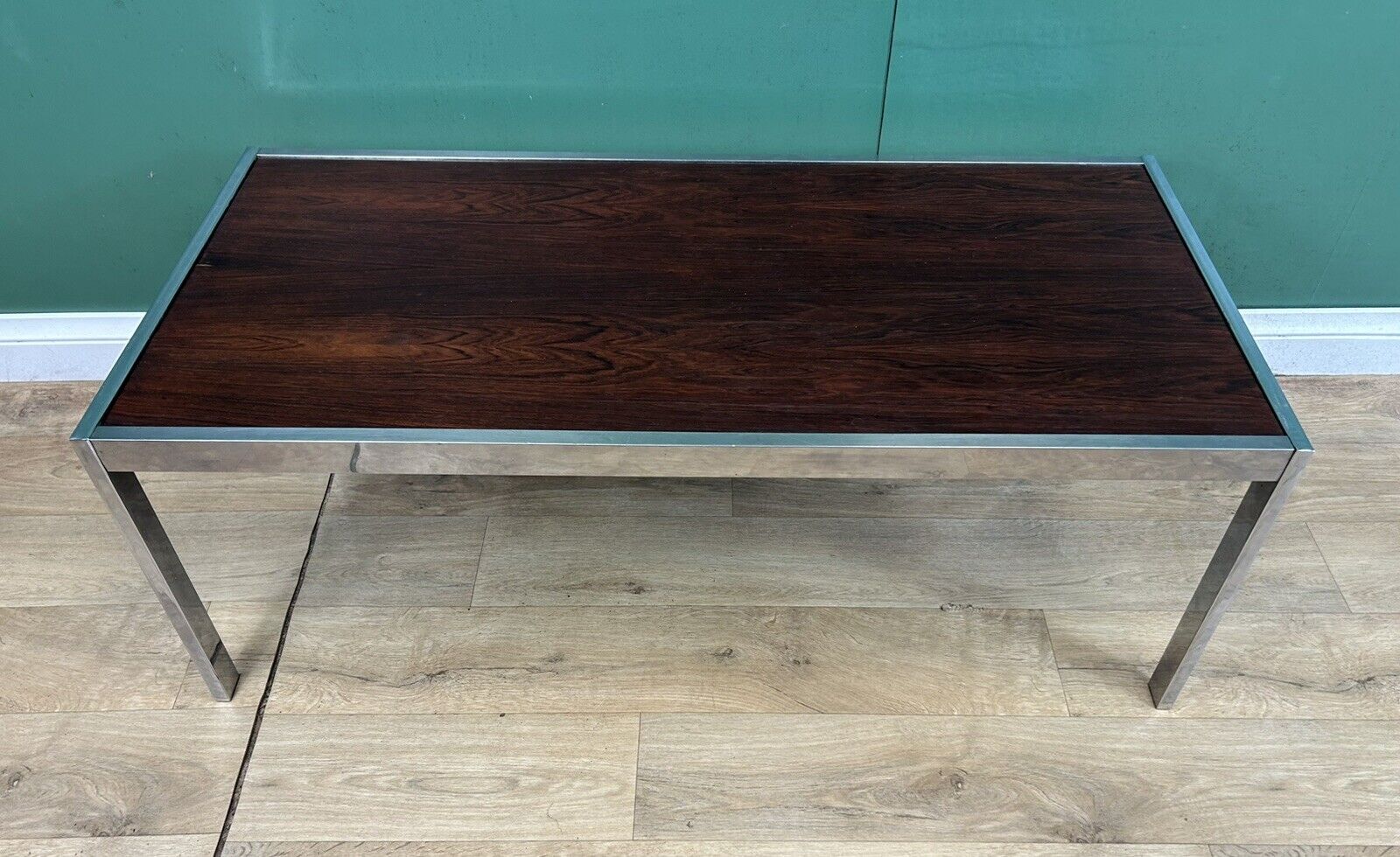 Retro Vintage Mid Century Chrome&Rosewood Coffee Table By Merrow Associates