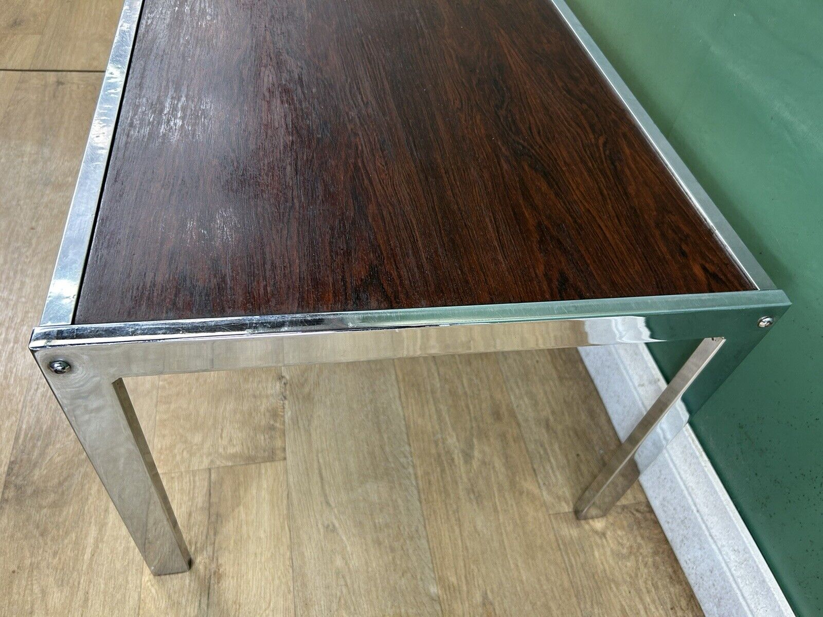 Retro Vintage Mid Century Chrome&Rosewood Coffee Table By Merrow Associates
