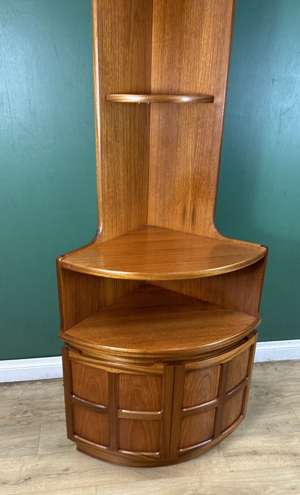 Retro Vintage Mid Century Teak Corner Cabinet By Nathan Furniture-Courier
