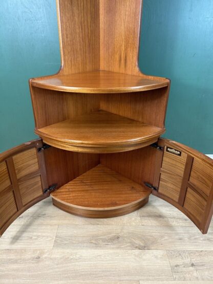 Retro Vintage Mid Century Teak Corner Cabinet By Nathan Furniture-Courier