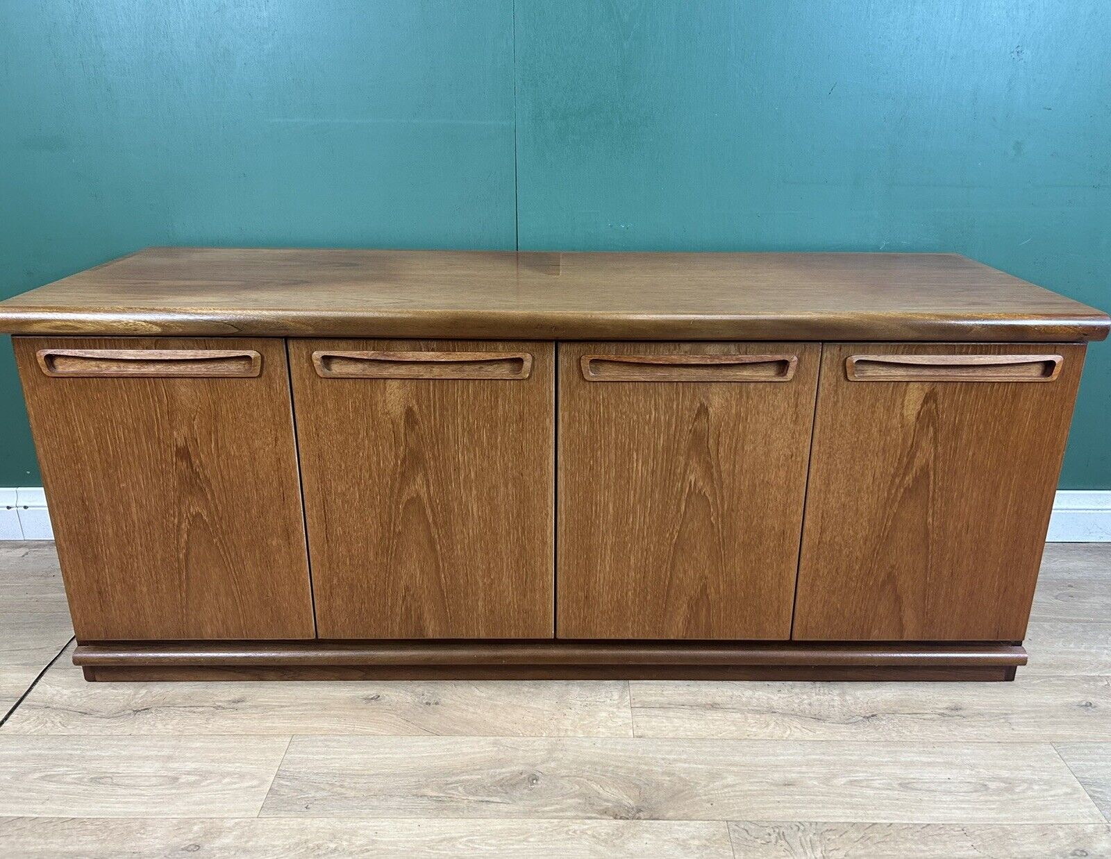 Retro Vintage Mid Century Teak Low Sideboard By Meredew Furniture-Courier