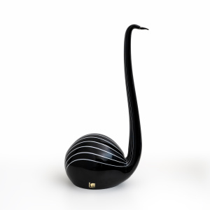Murano glass sculpture "Black Swan", designed by Livio Seguso. Italy, 1980s