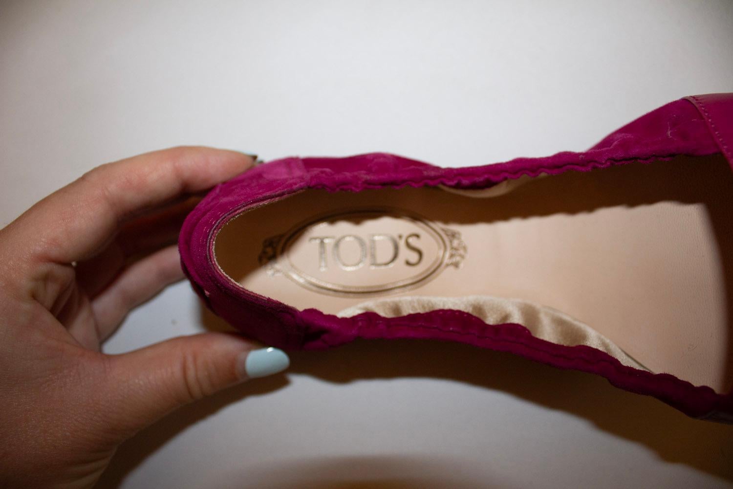 Tods Magenta Suede Folding Shoes