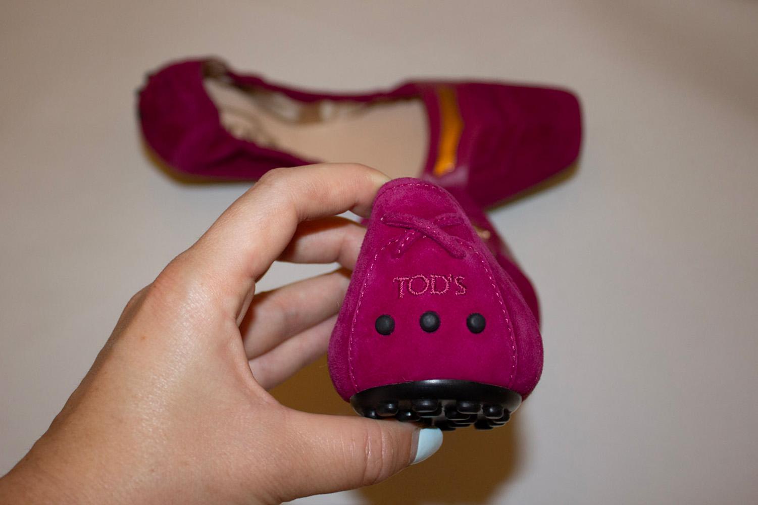 Tods Magenta Suede Folding Shoes