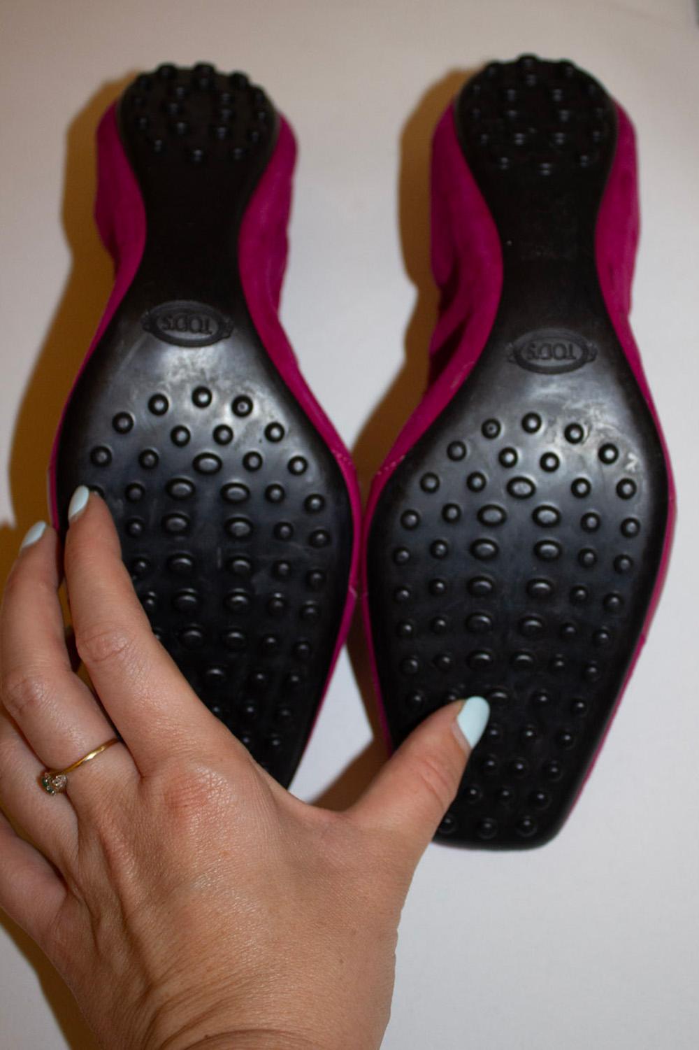 Tods Magenta Suede Folding Shoes