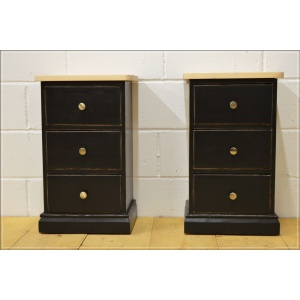 Vintage bedside cabinet cabinets x 2 pair solid pine pitch black