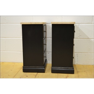 Vintage bedside cabinet cabinets x 2 pair solid pine pitch black
