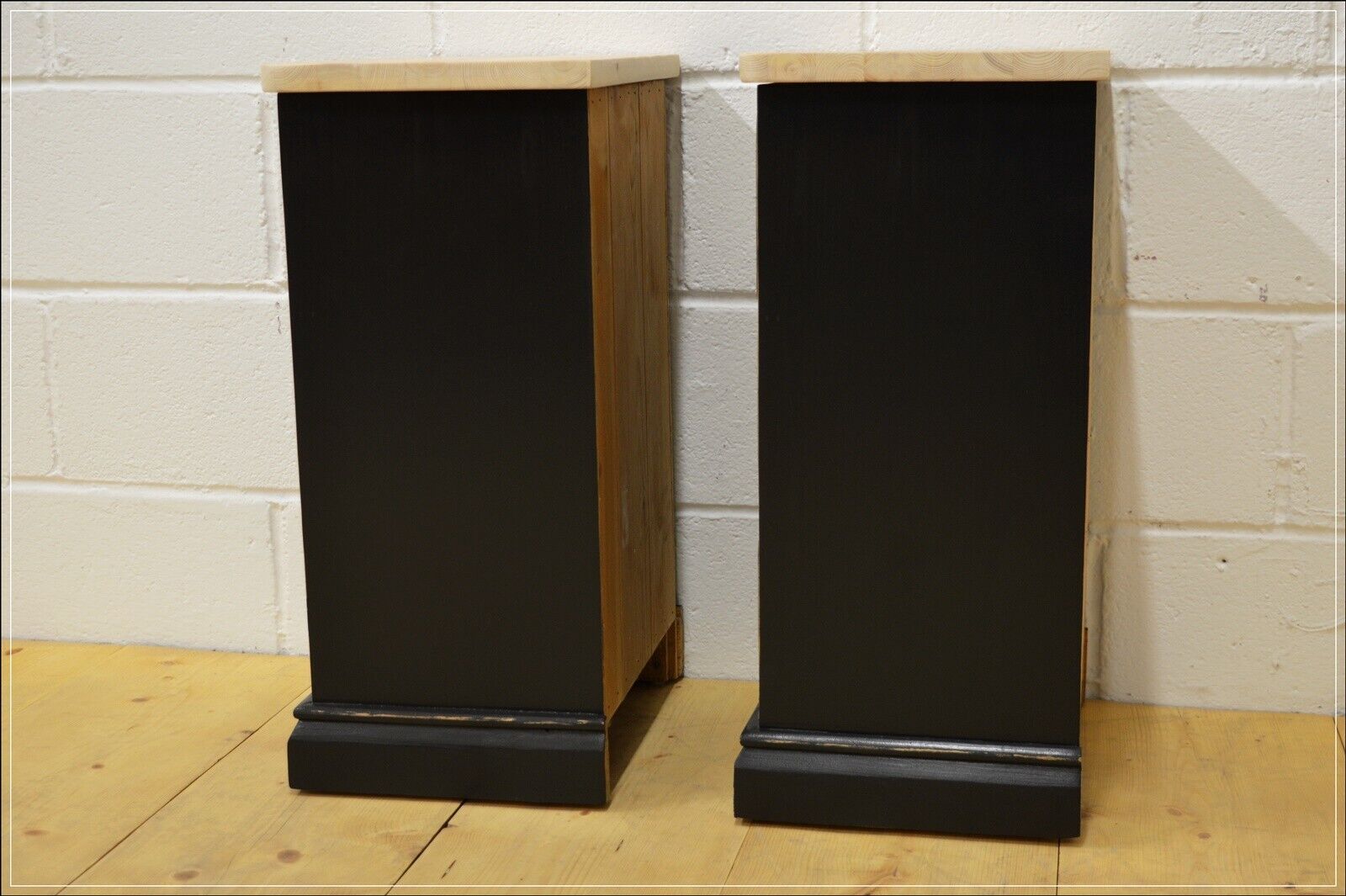 Vintage bedside cabinet cabinets x 2 pair solid pine pitch black
