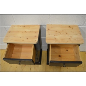 Vintage bedside cabinet cabinets x 2 pair solid pine pitch black