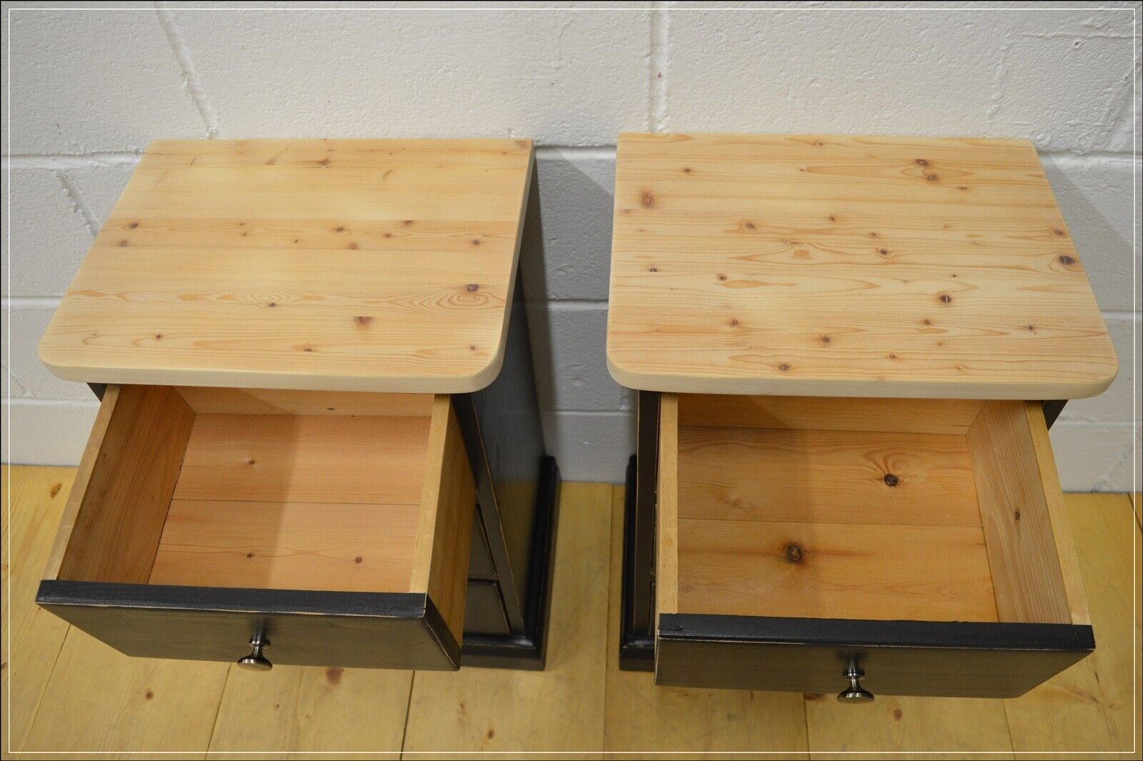 Vintage bedside cabinet cabinets x 2 pair solid pine pitch black