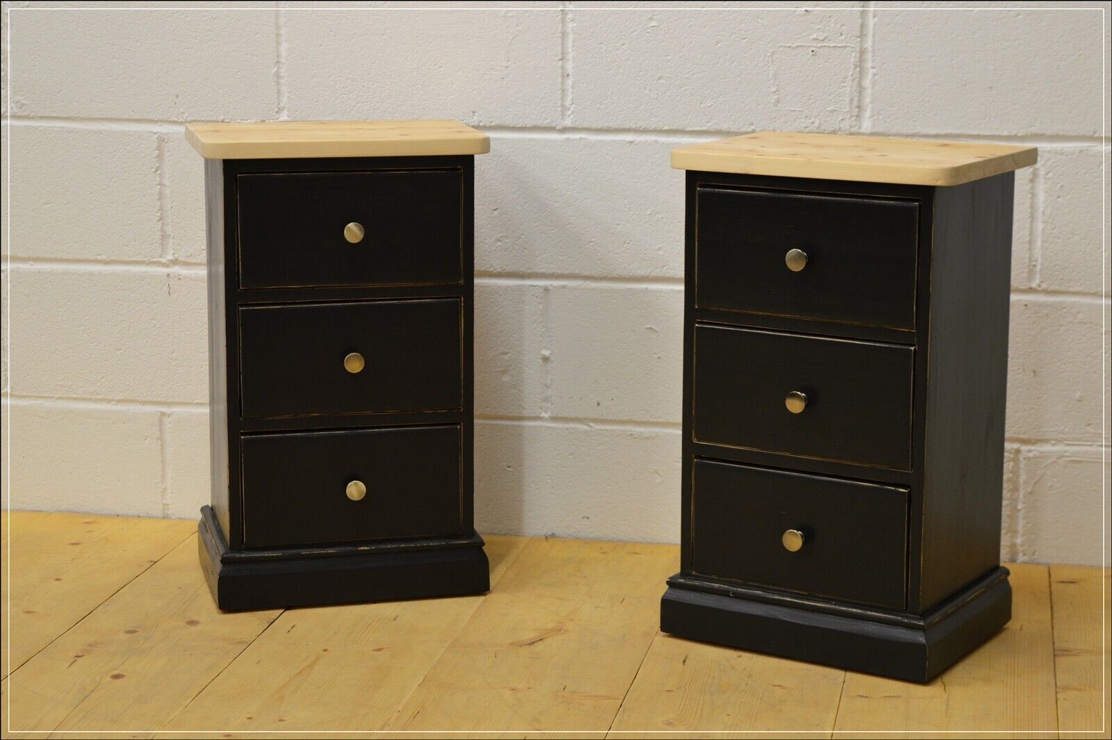 Vintage bedside cabinet cabinets x 2 pair solid pine pitch black