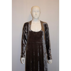 Vintage Donna Karan Silver Velvet Gown