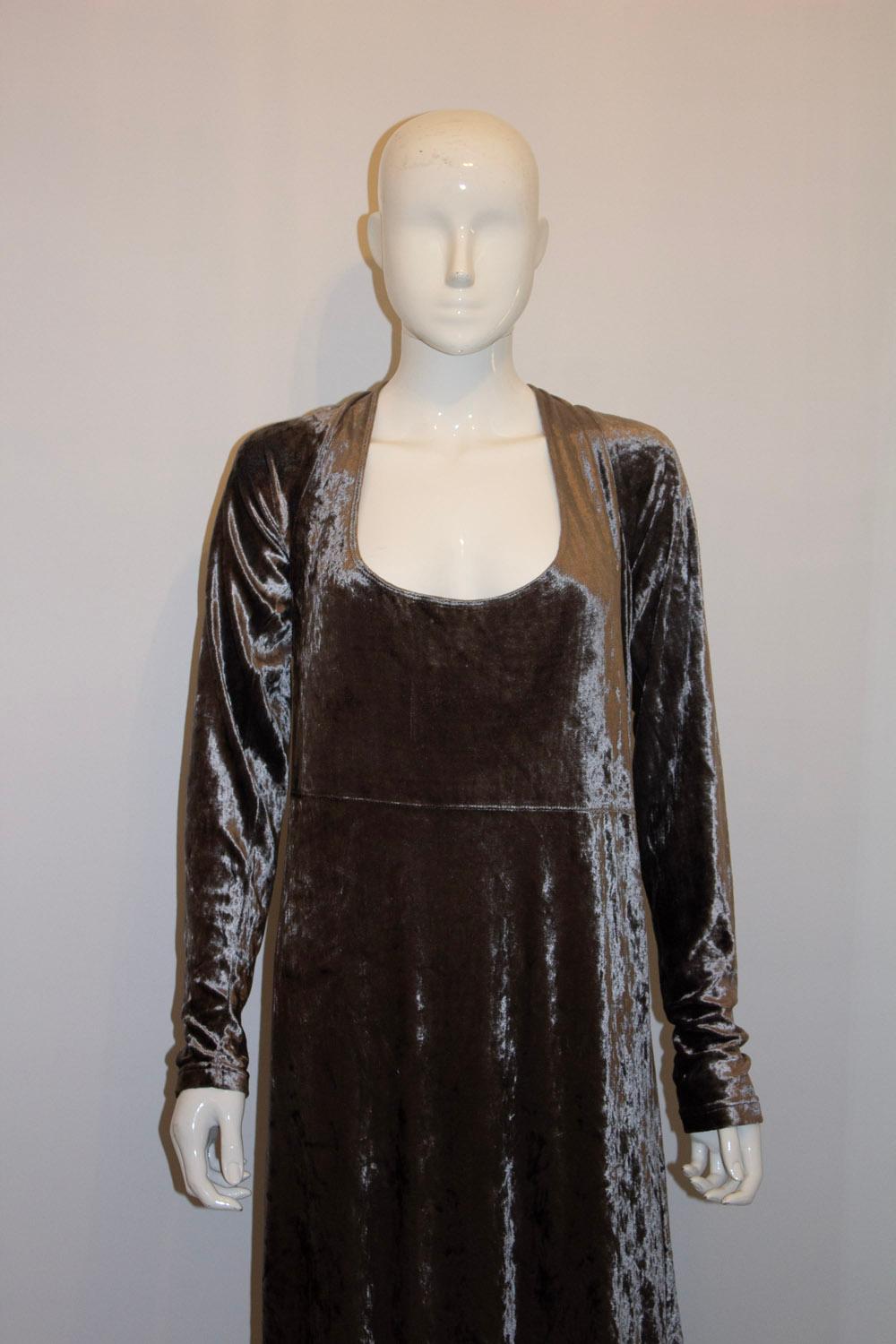 Vintage Donna Karan Silver Velvet Gown