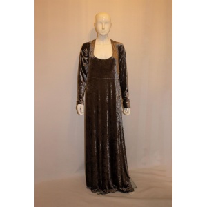 Vintage Donna Karan Silver Velvet Gown