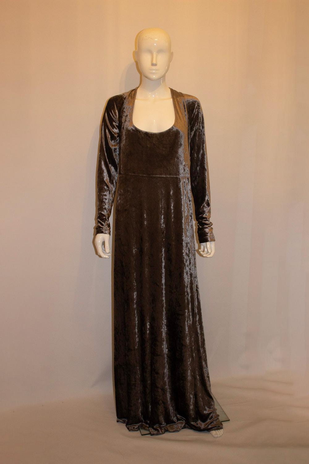Vintage Donna Karan Silver Velvet Gown